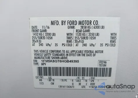 2017 Ford Explorer Sport from USA, damaged, VIN 1FM5K8GT6HGB49395